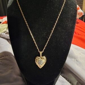 USED....UPCYCLED...Gold Heart Alexander McQueen Locket Pendant Necklace